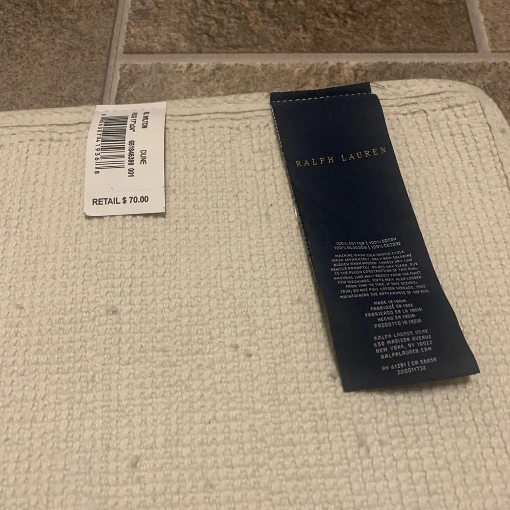 Ralph Lauren Home Wilton Bath Rug 17 x 24 Dune Msrp $70